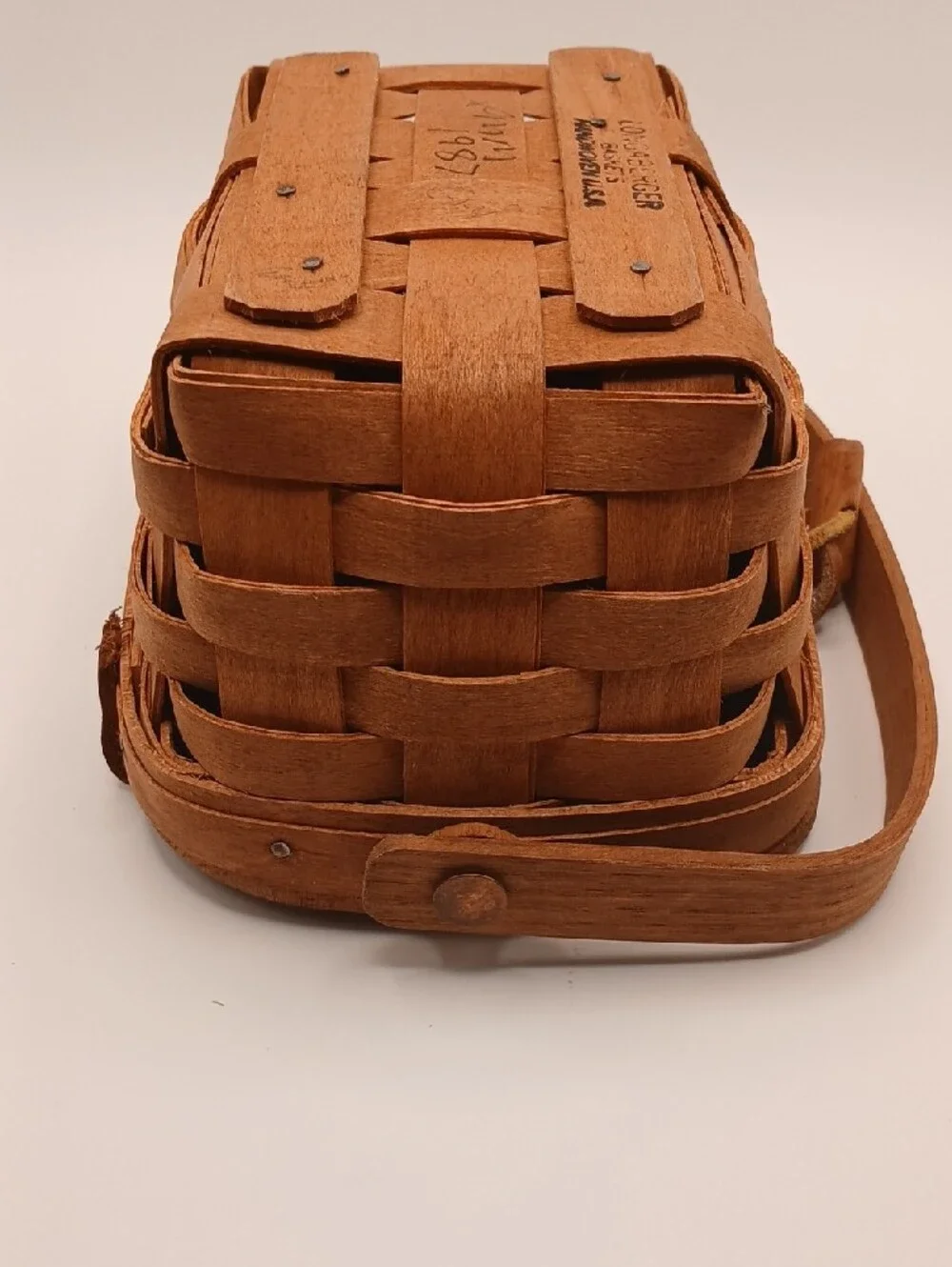 Vintage 1987 Painted Lid Small Longaberger Basket